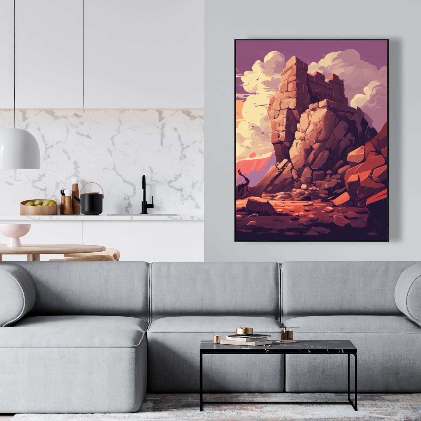 Standing Above - Orange Framed Canvas for Home Decor