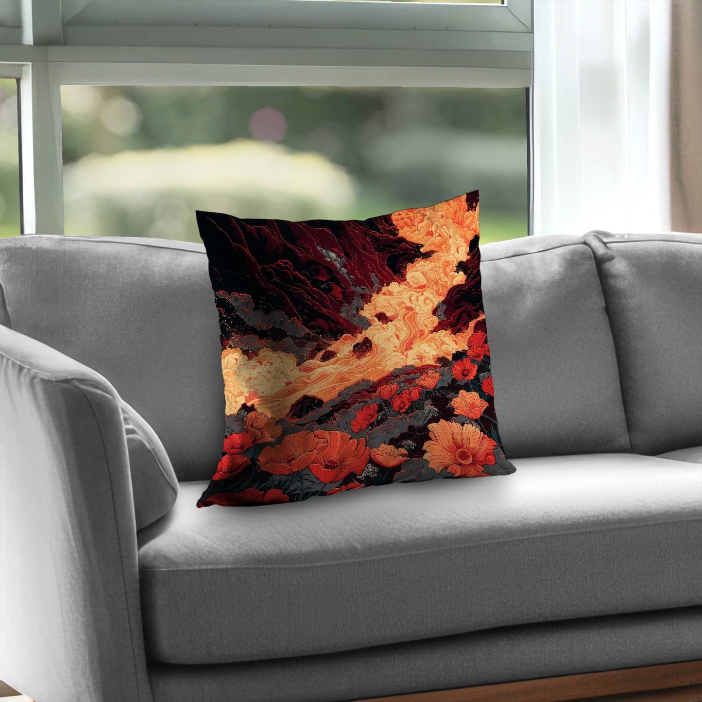 The big burn Orange poly twill throw pillow - home decor insert