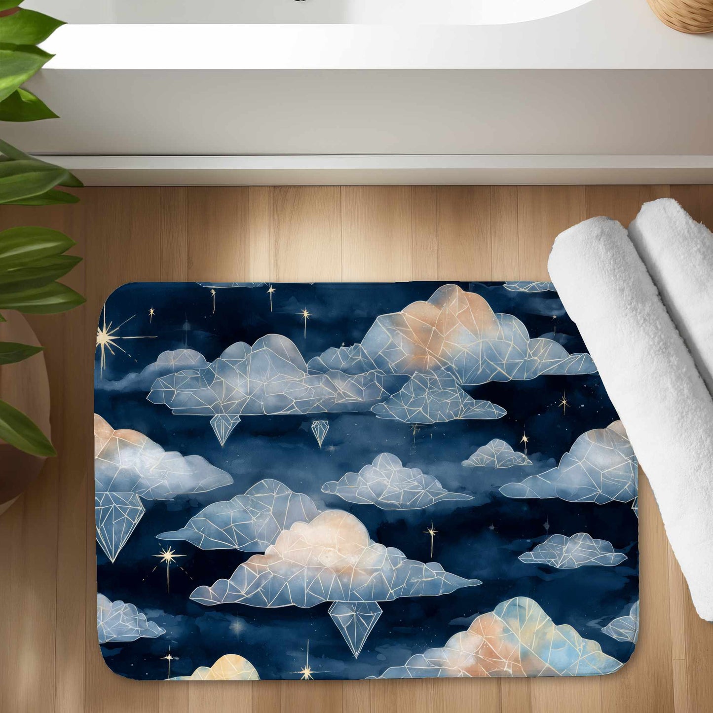 Tapis de bain Nuages de cristaux célestes | Tapis doux de décoration intérieure