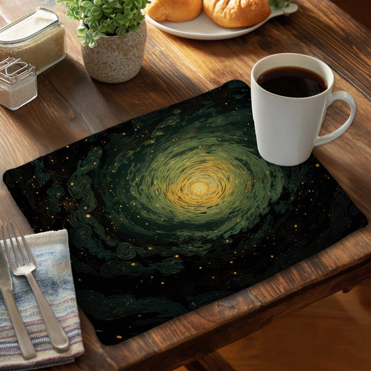 Swirling gases Green Braided Polyester Placemat | Home Decor