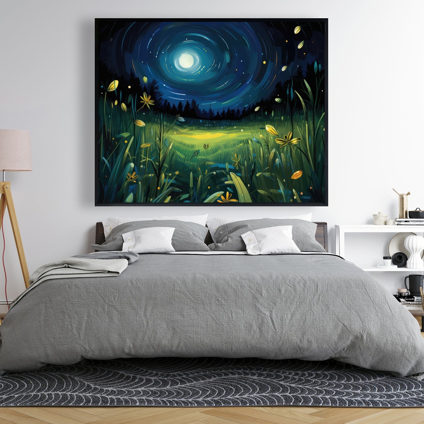 Between grass blades - Framed Canvas - Print on demand