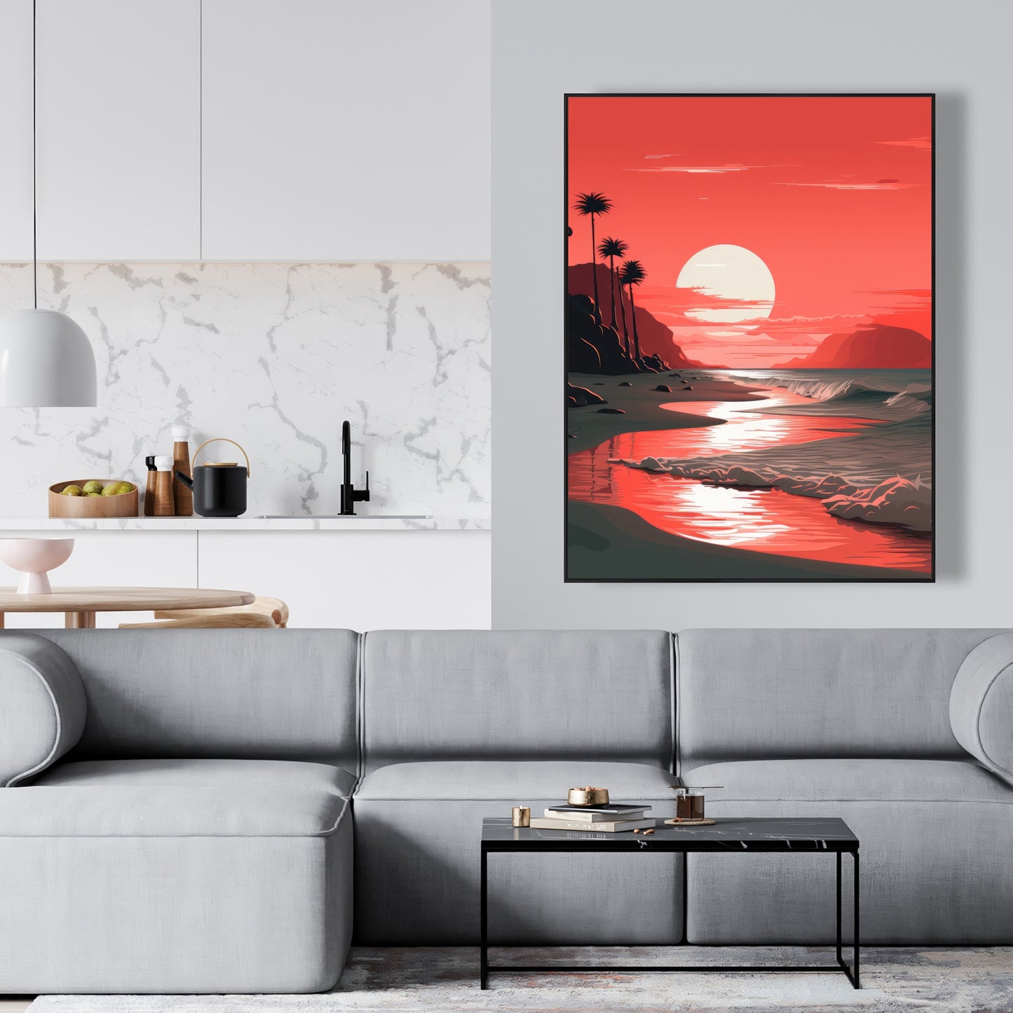 Blood sun - Framed Canvas - Print on demand