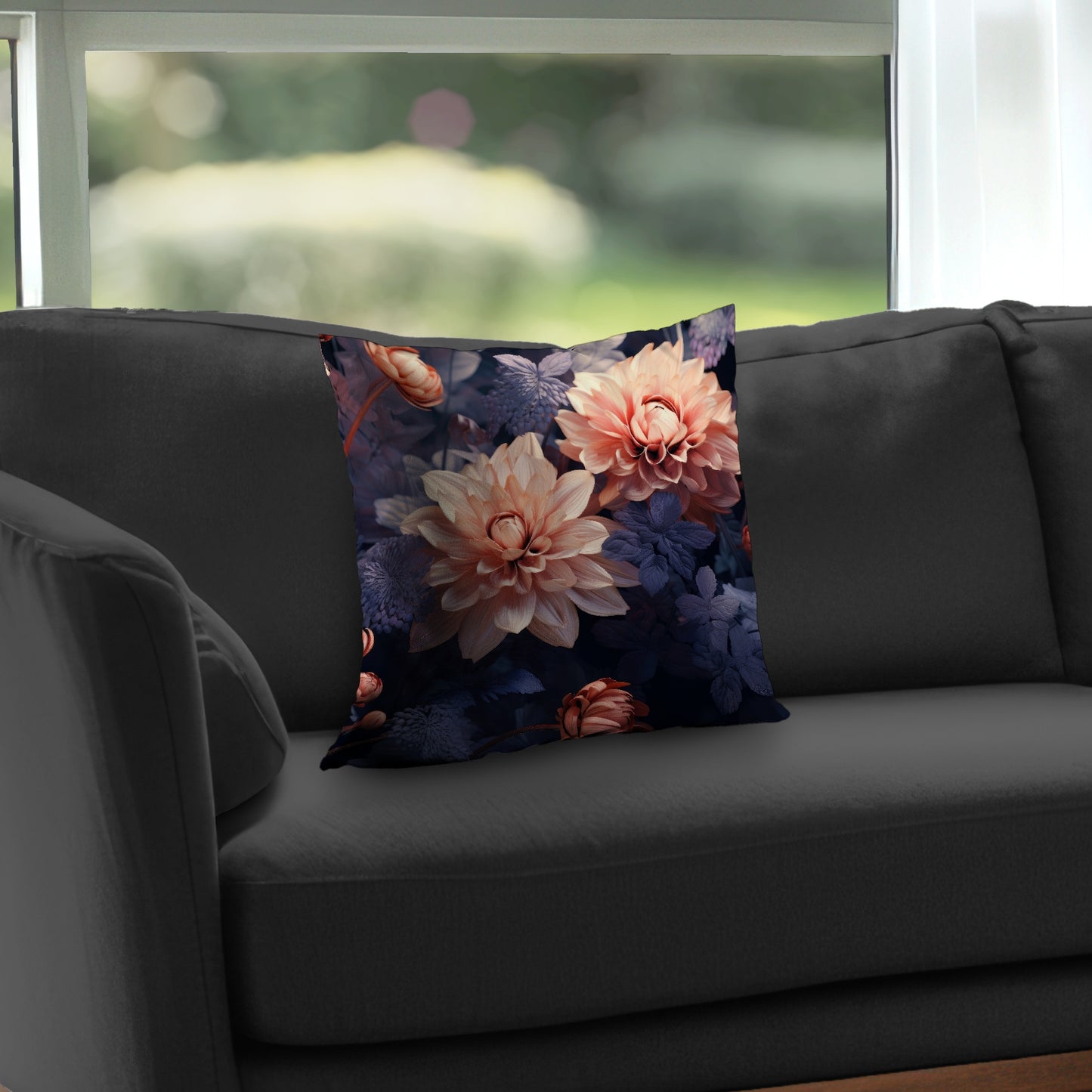 Pink and Purple Black Poly Twill Throw Pillow - Home Decor Insert