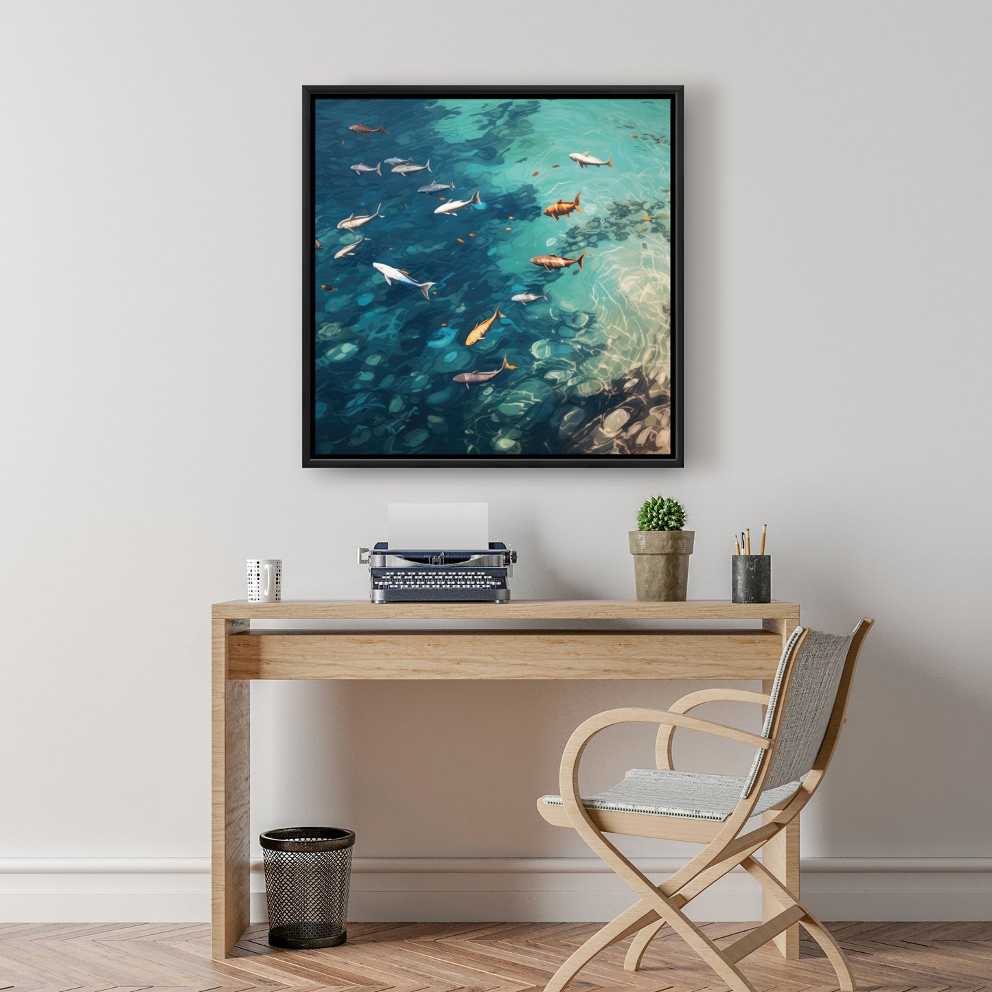Swim ahead - 36"x36" Framed canvas