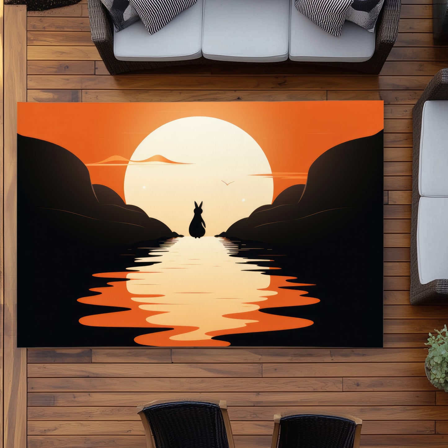 Running Away - White Outdoor Area Rug for Home Decor