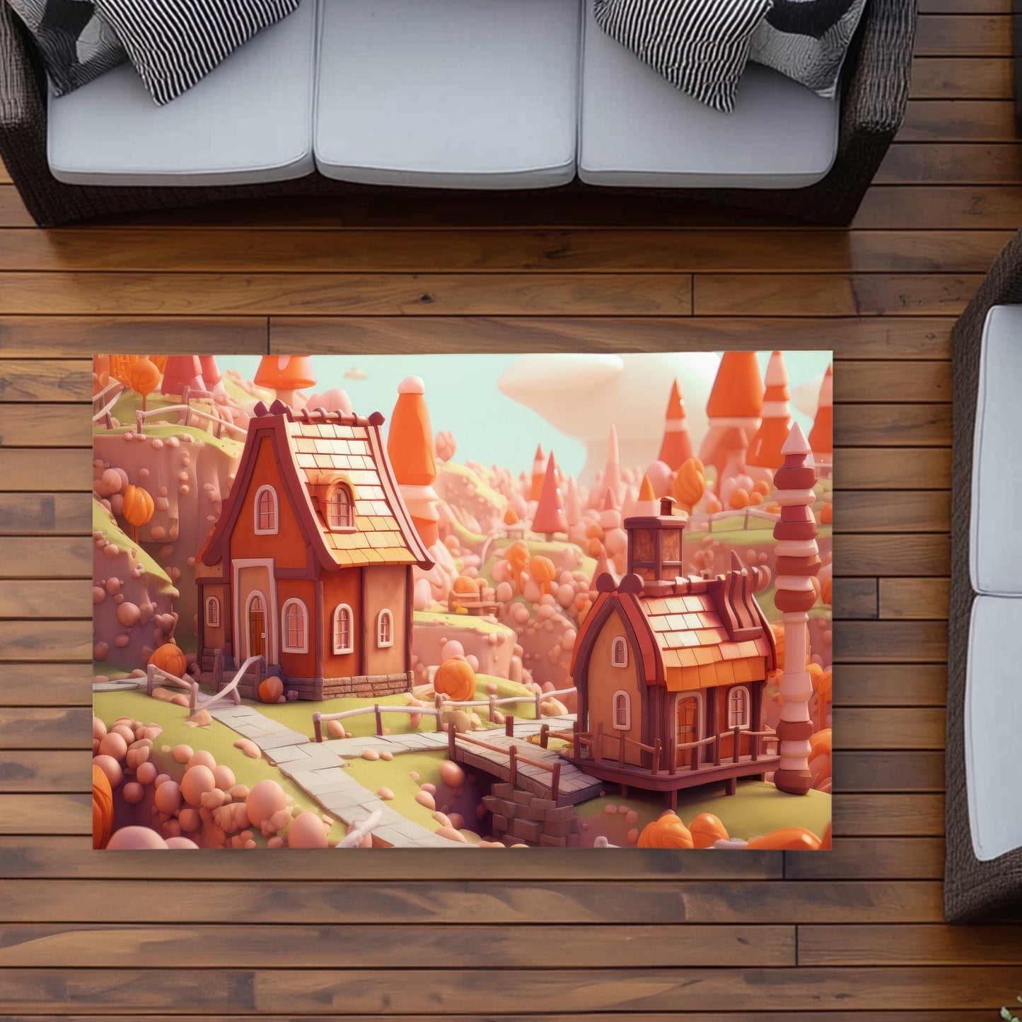Toy Town Orange Outdoor Area Rug - Stylish Home Decor