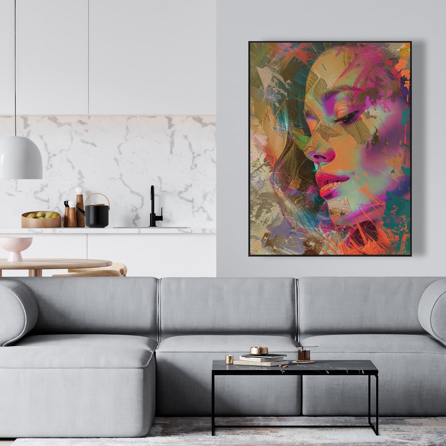 Grunge Look - Gray Framed Canvas for Stylish Home Decor