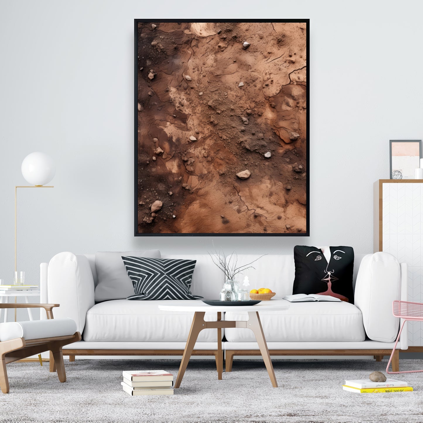 Mud and Stones | Brown Framed Canvas Home Decor Art