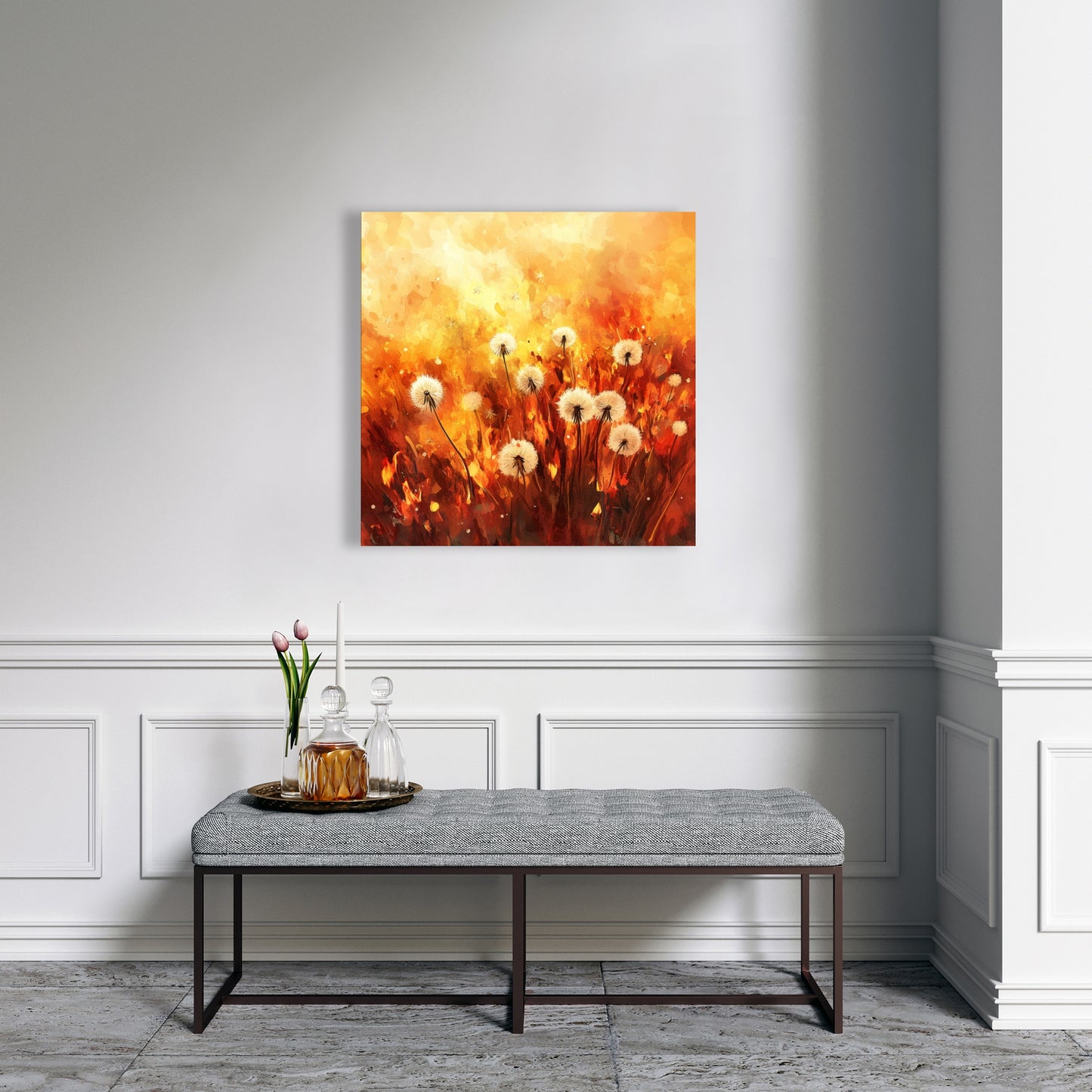 Dandelion Fire - Yellow Canvas Art for Home Decor