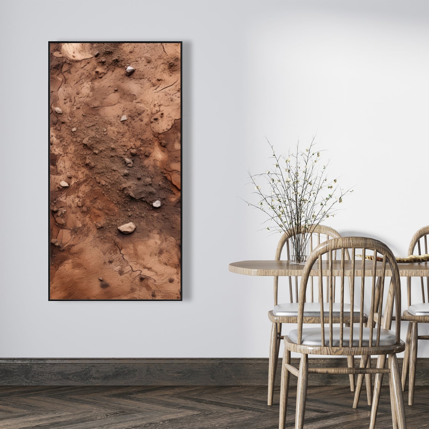 Mud and Stones | Brown Framed Canvas Home Decor Art
