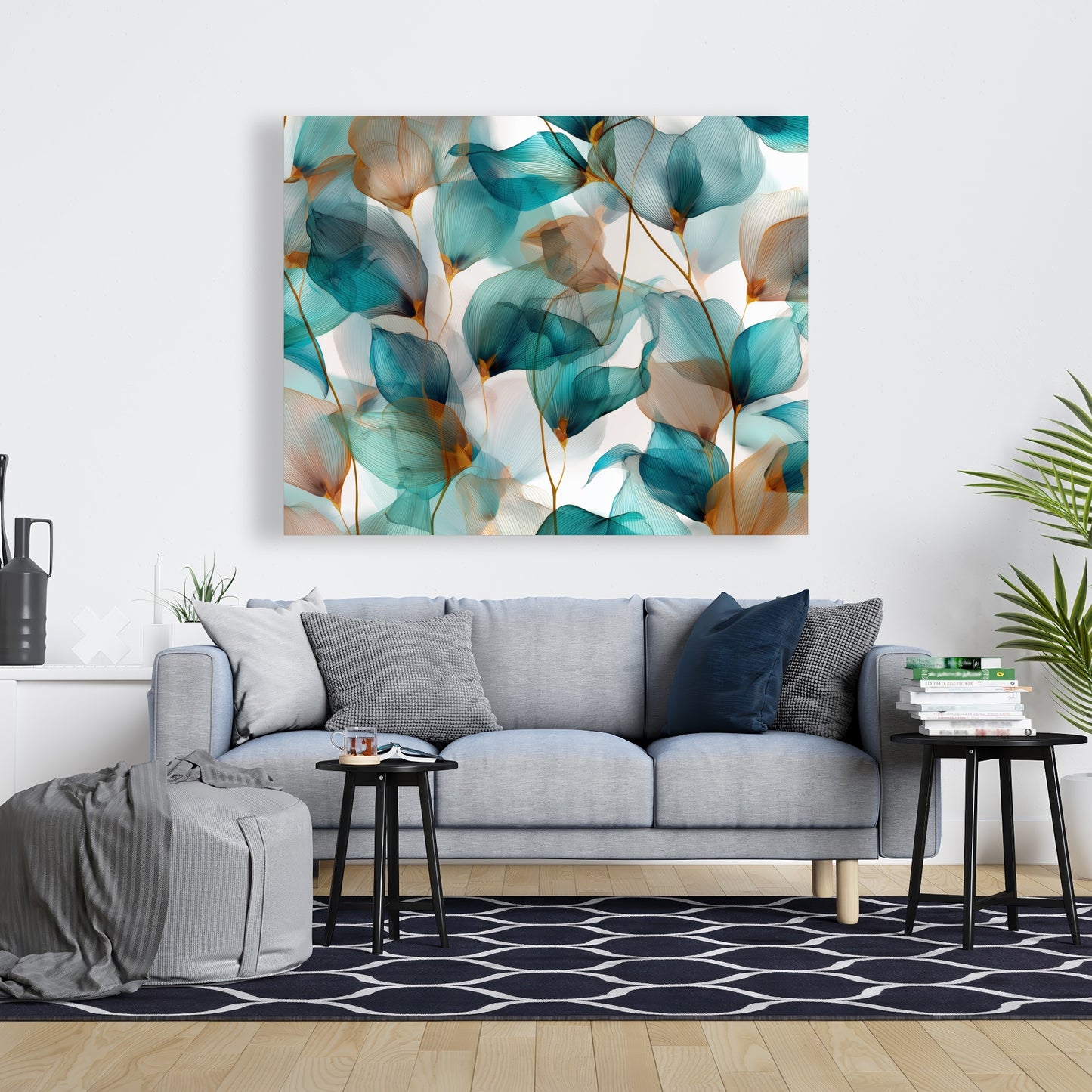 Teal and brown - 32"x32" Canvas