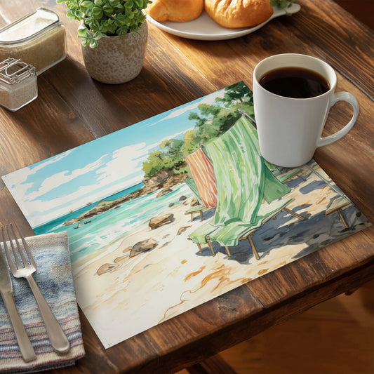 Beach Calm Beige Polyester Placemat | Stylish Home Decor