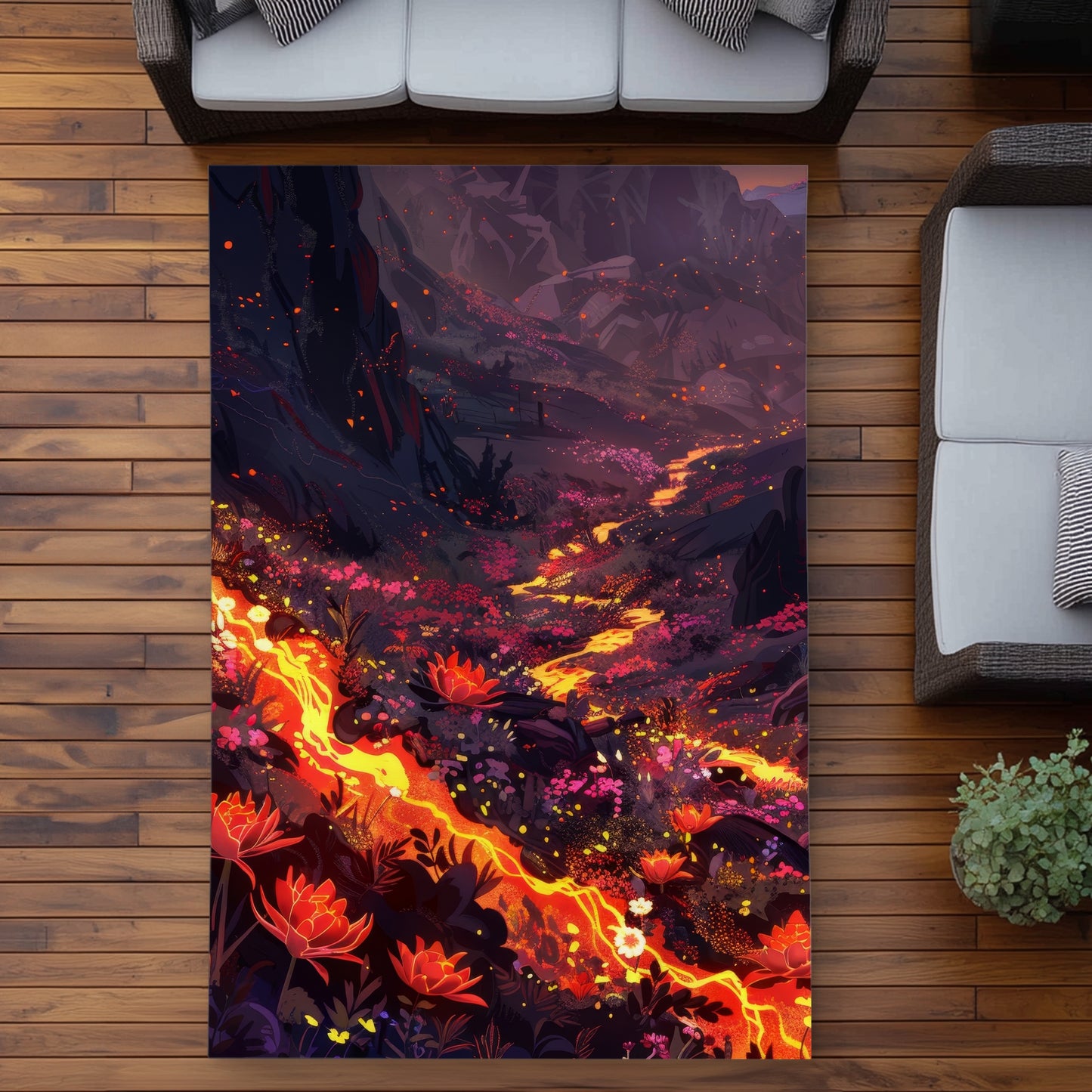 Bloom and Eruption - Yellow Outdoor Area Rug for Home Decor