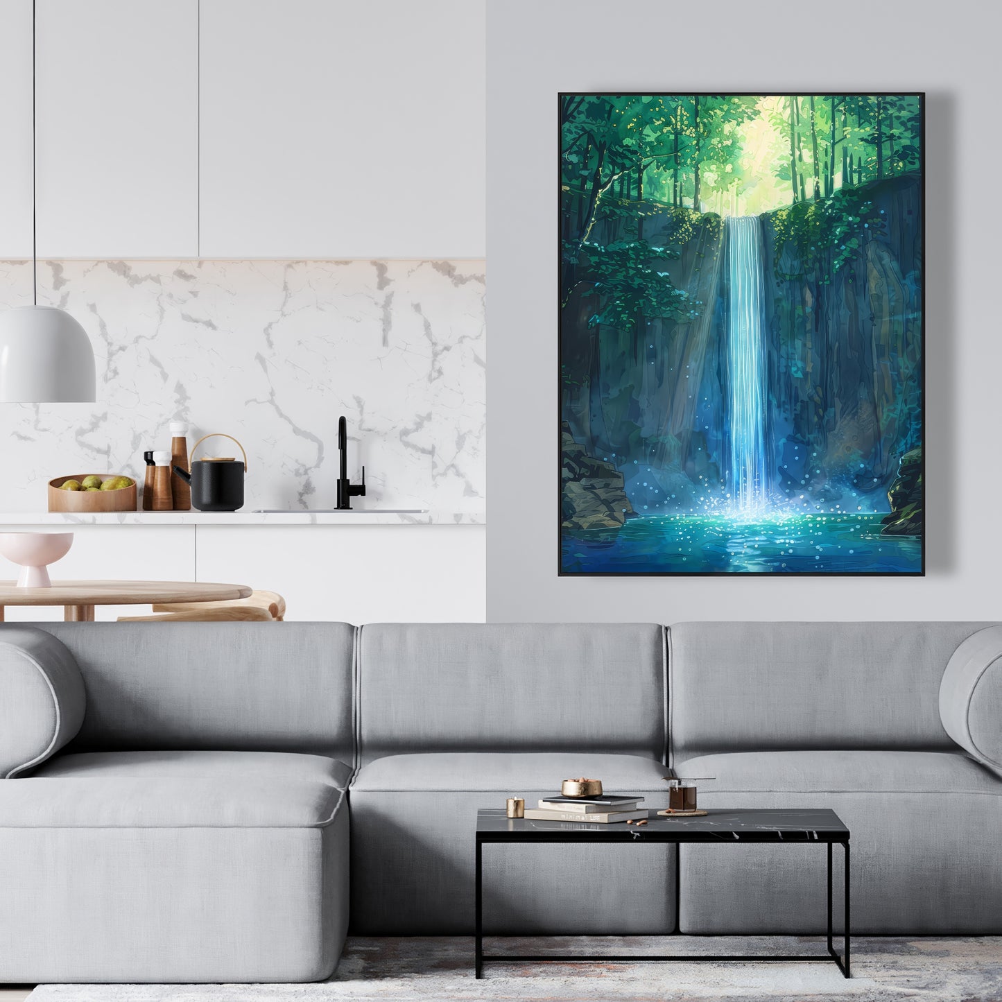 Waterfall - Framed Canvas - Print on demand