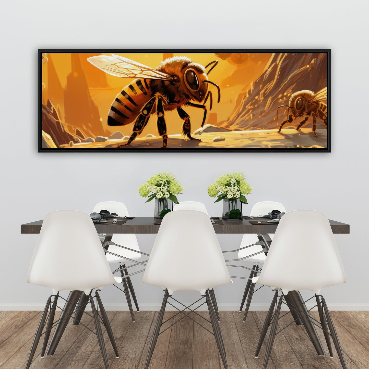 Bee world - Framed Canvas - Print on demand