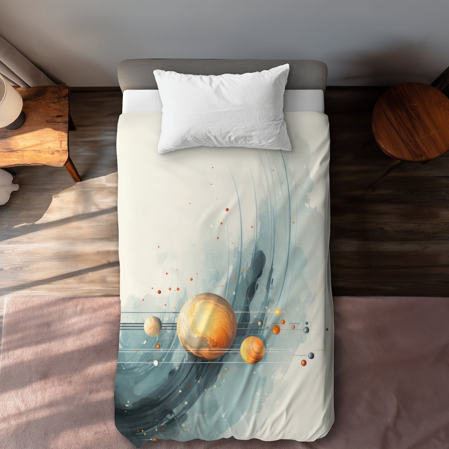 Hanging Planets White Duvet Cover | Stylish Home Decor