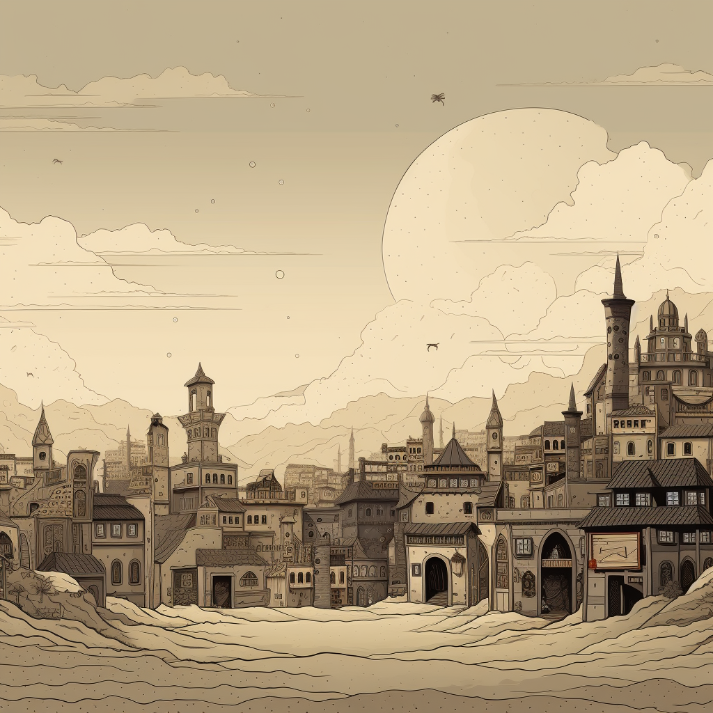 Desert Town Gray Canvas - Stylish Home Decor Artwork