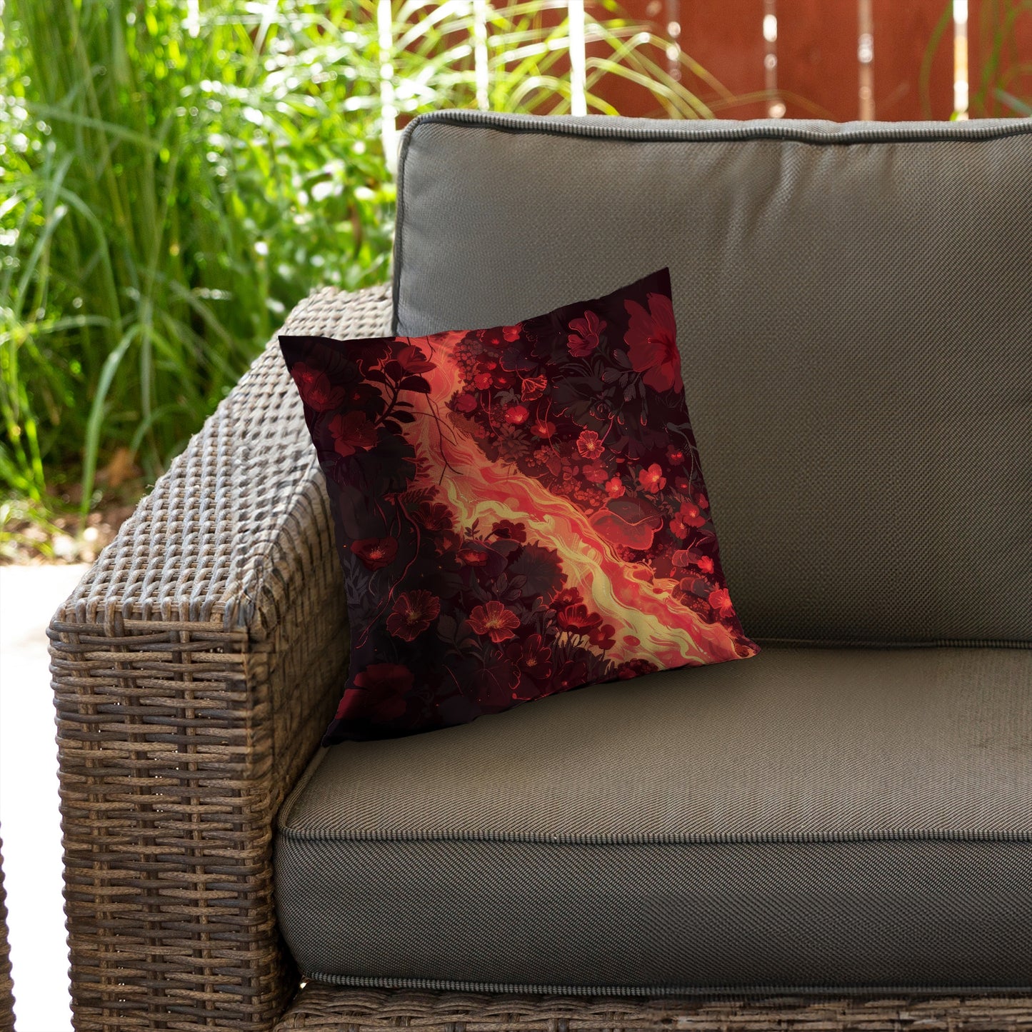 Seering Flowerbed Black Poly Twill Throw Pillow Insert | Home Decor
