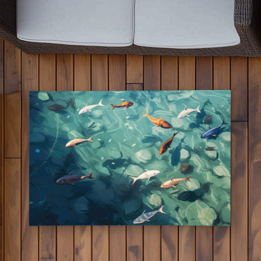 Caustic Fish Orange Outdoor Area Rug | Home Decor Essential