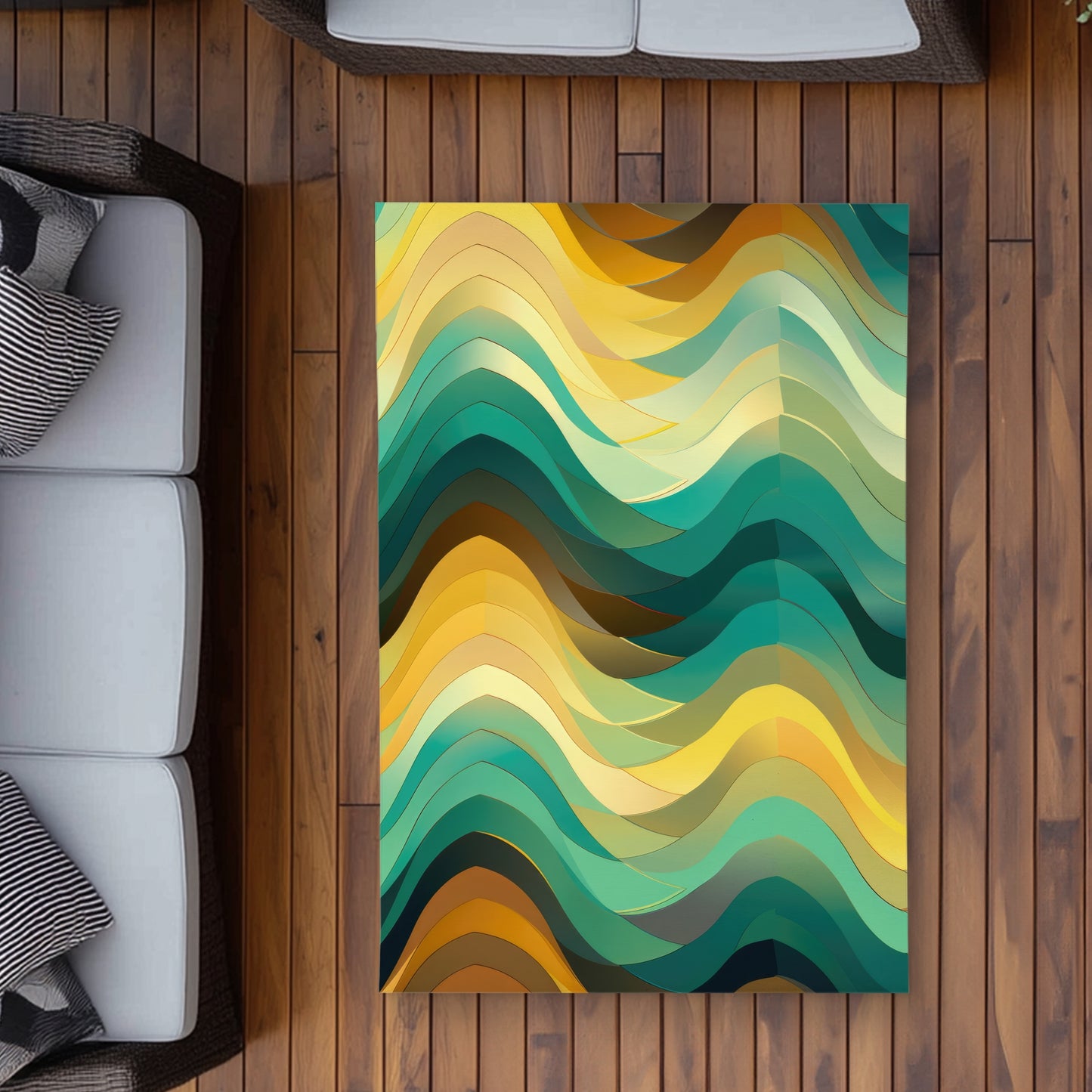 Jagged Luxury Yellow Outdoor Area Rug - Stylish Home Decor