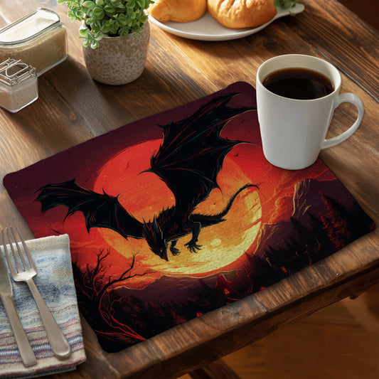 The dragon's wrath - Orange Braided Polyester Placemat | Home Decor