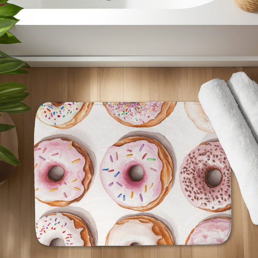 Donuts White Bath Mat - Cozy Home Decor for Bathrooms