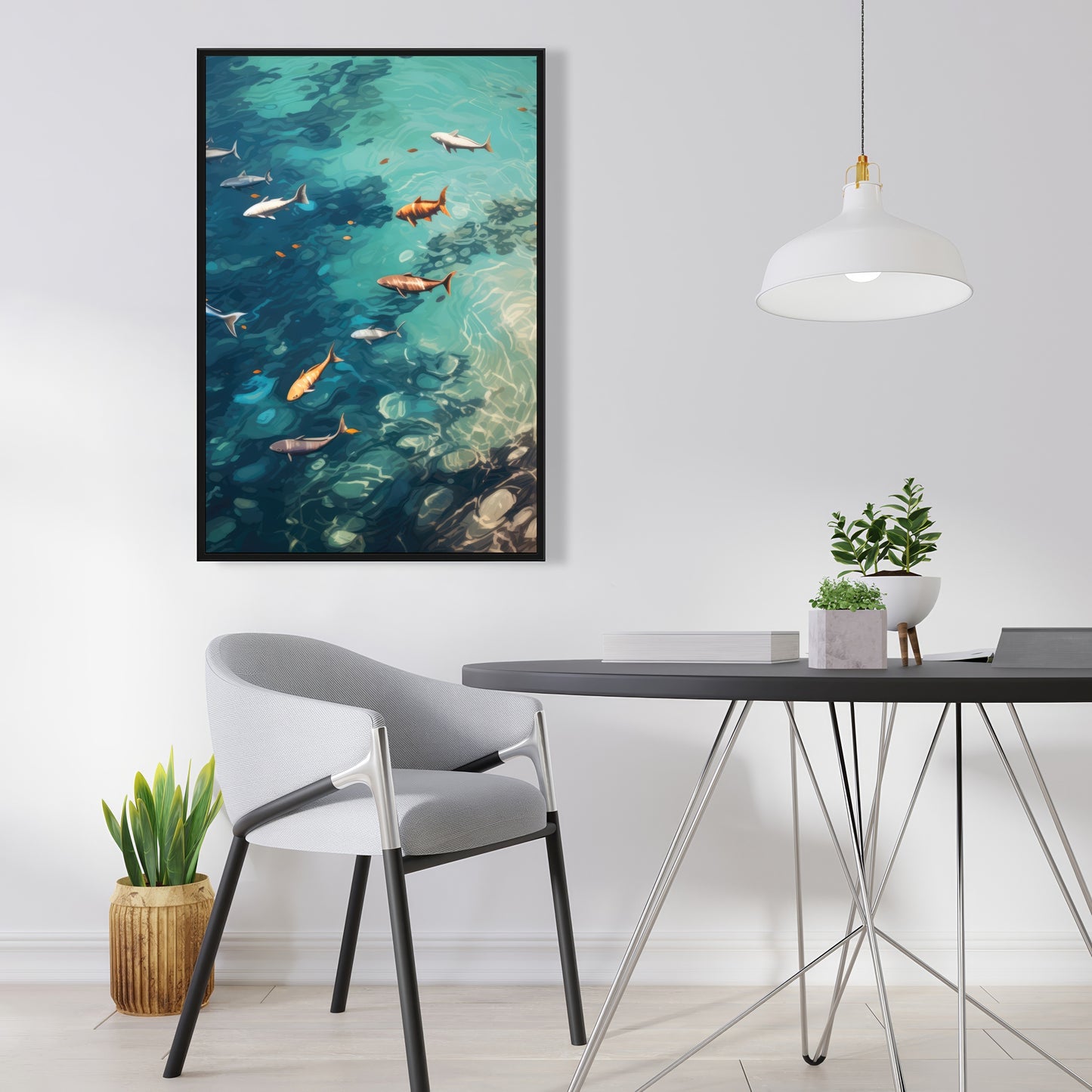 Swim ahead - 36"x36" Framed canvas