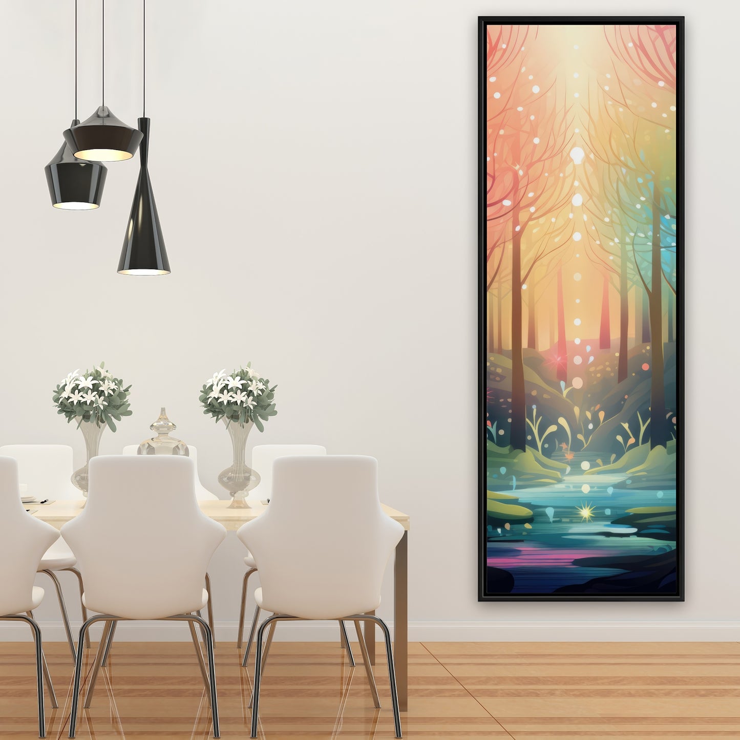 Magical forest - Turquoise Framed Canvas for Home Decor