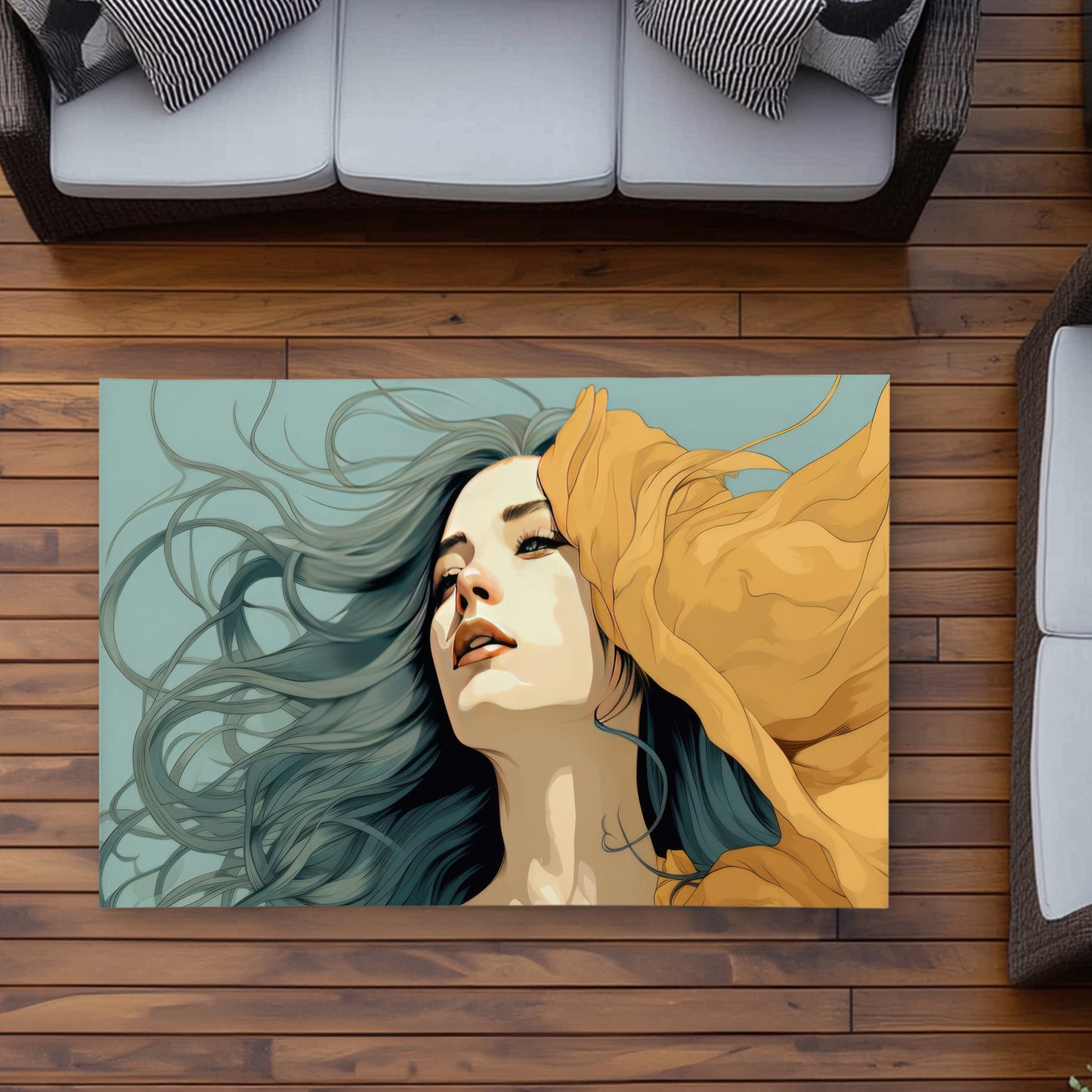 Sensual Flow Beige Outdoor Area Rug | Elegant Home Decor
