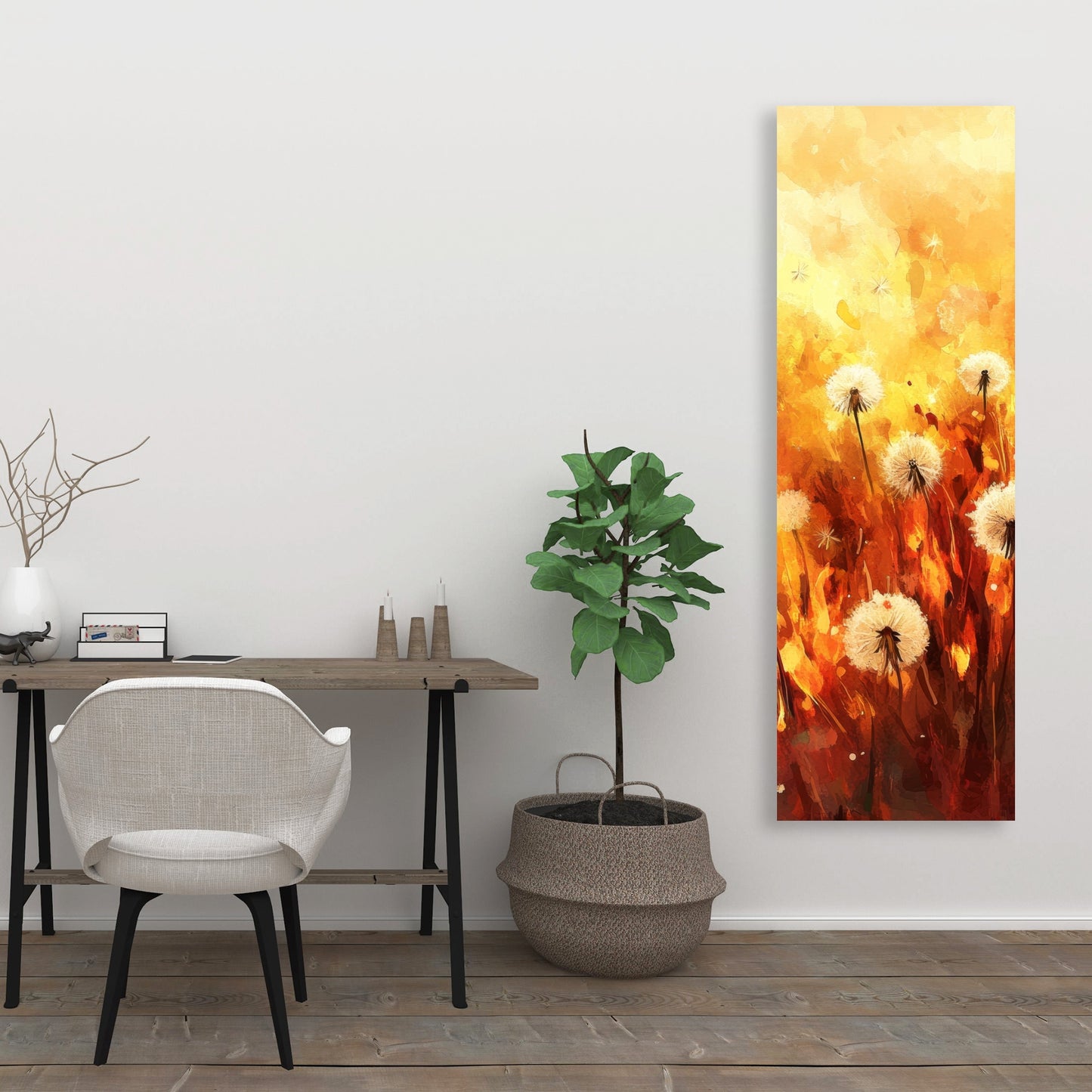 Dandelion Fire - Yellow Canvas Art for Home Decor