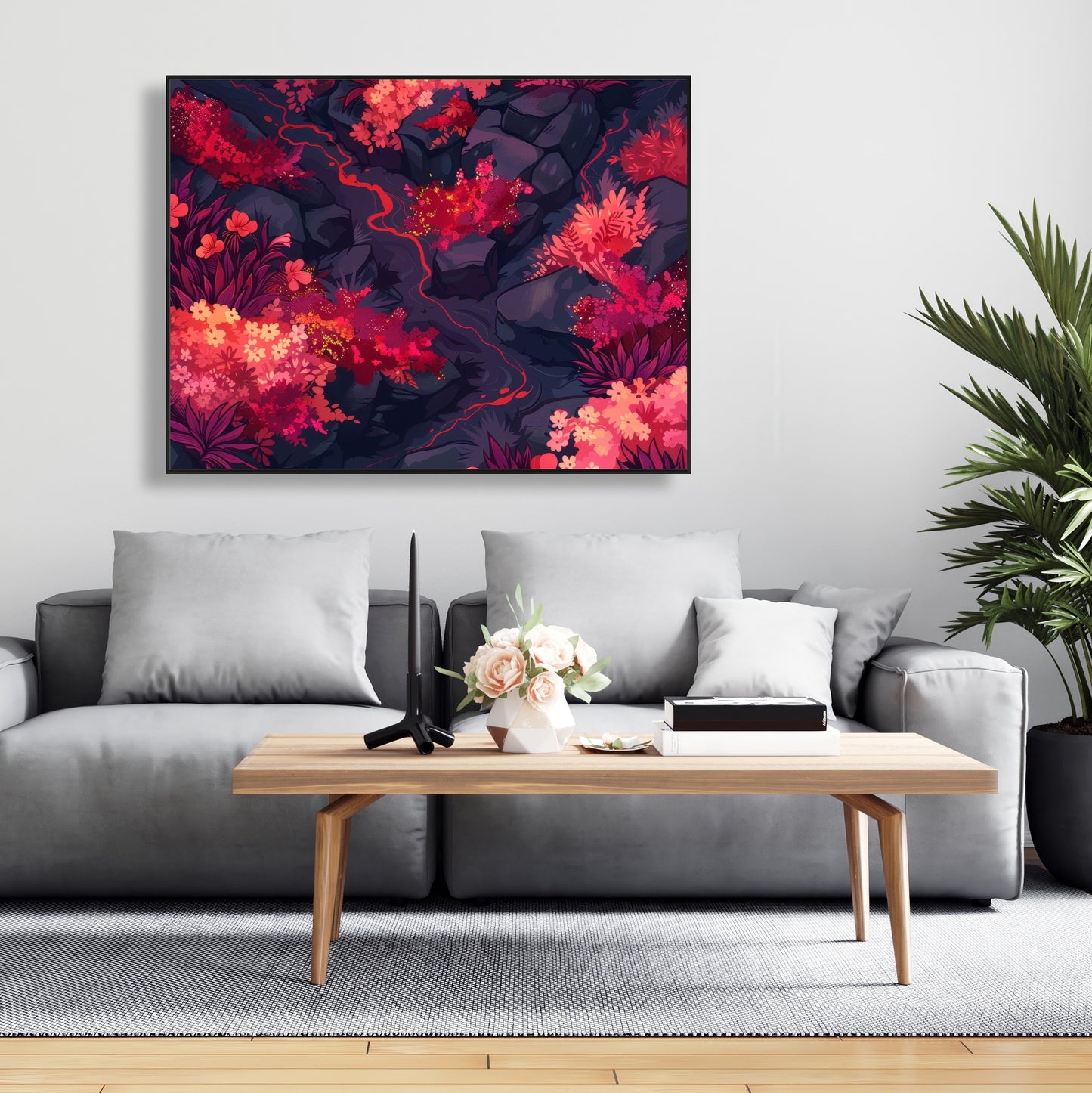 Burning plants - 36"x36" Framed canvas