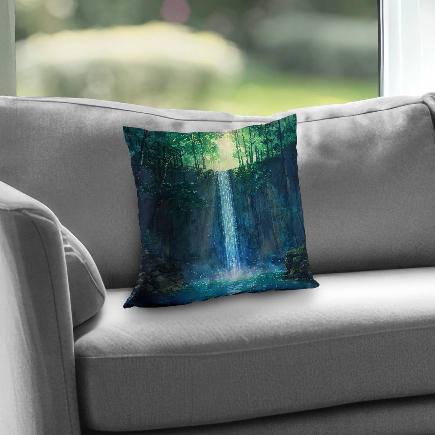 Coussin décoratif en sergé de polyester effet cascade - Décoration élégante pour la maison