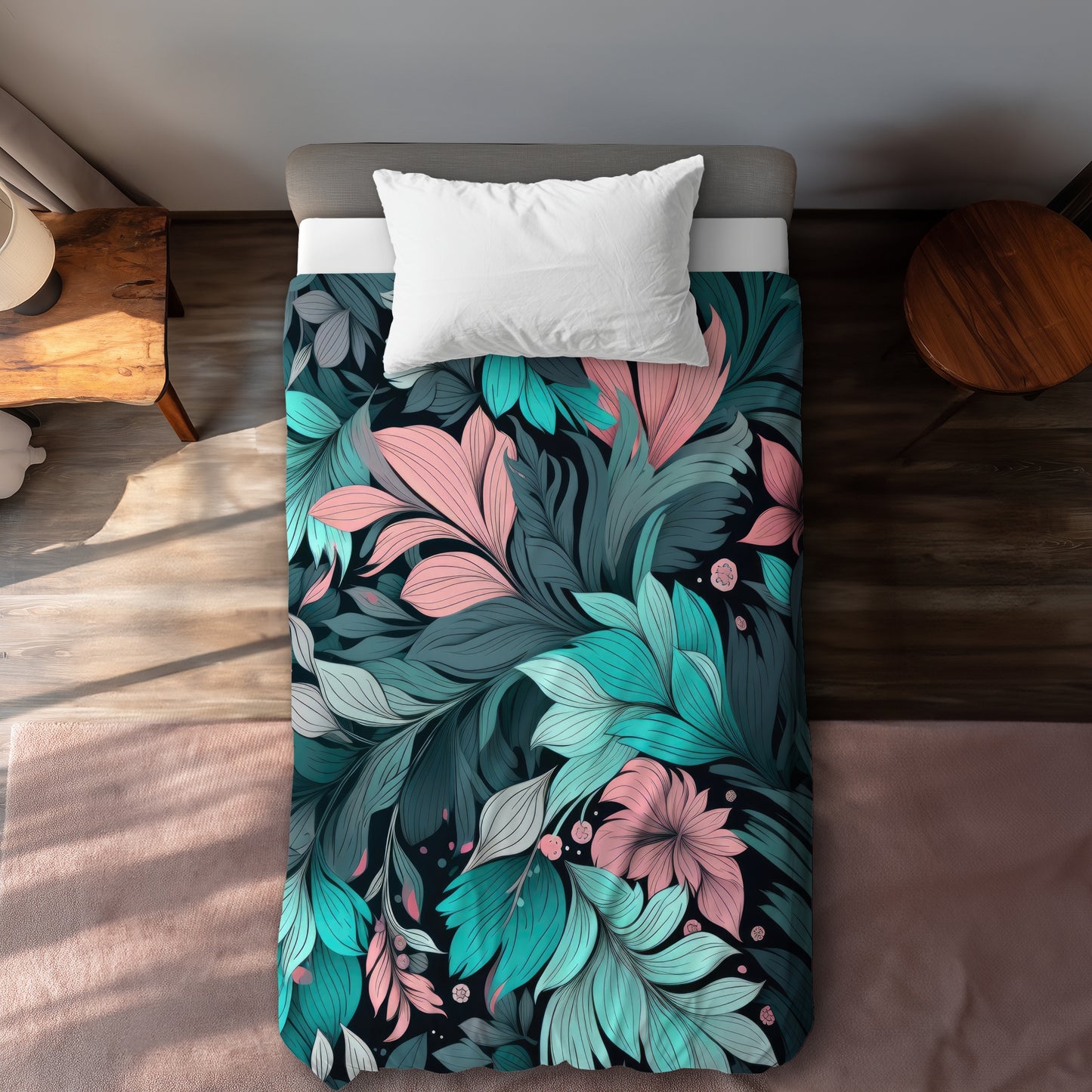 Neon Leaves Black Duvet Cover - Stylish Home Decor Essentials