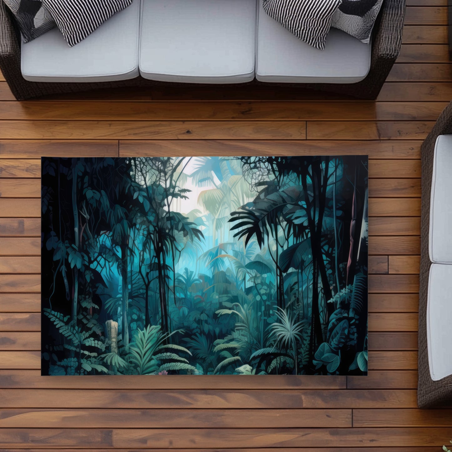 Deep in the jungle - Blue Outdoor Area Rug for Home Decor