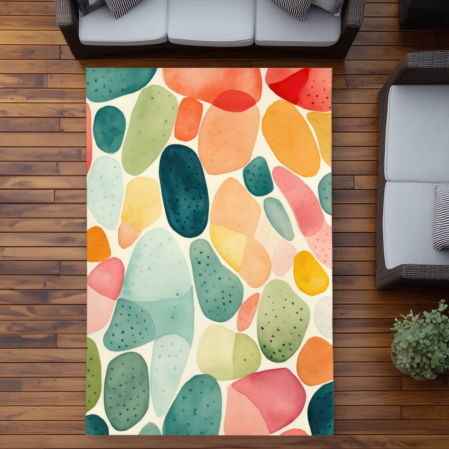 Seedy shapes Turquoise Outdoor Area Rug for Home Decor