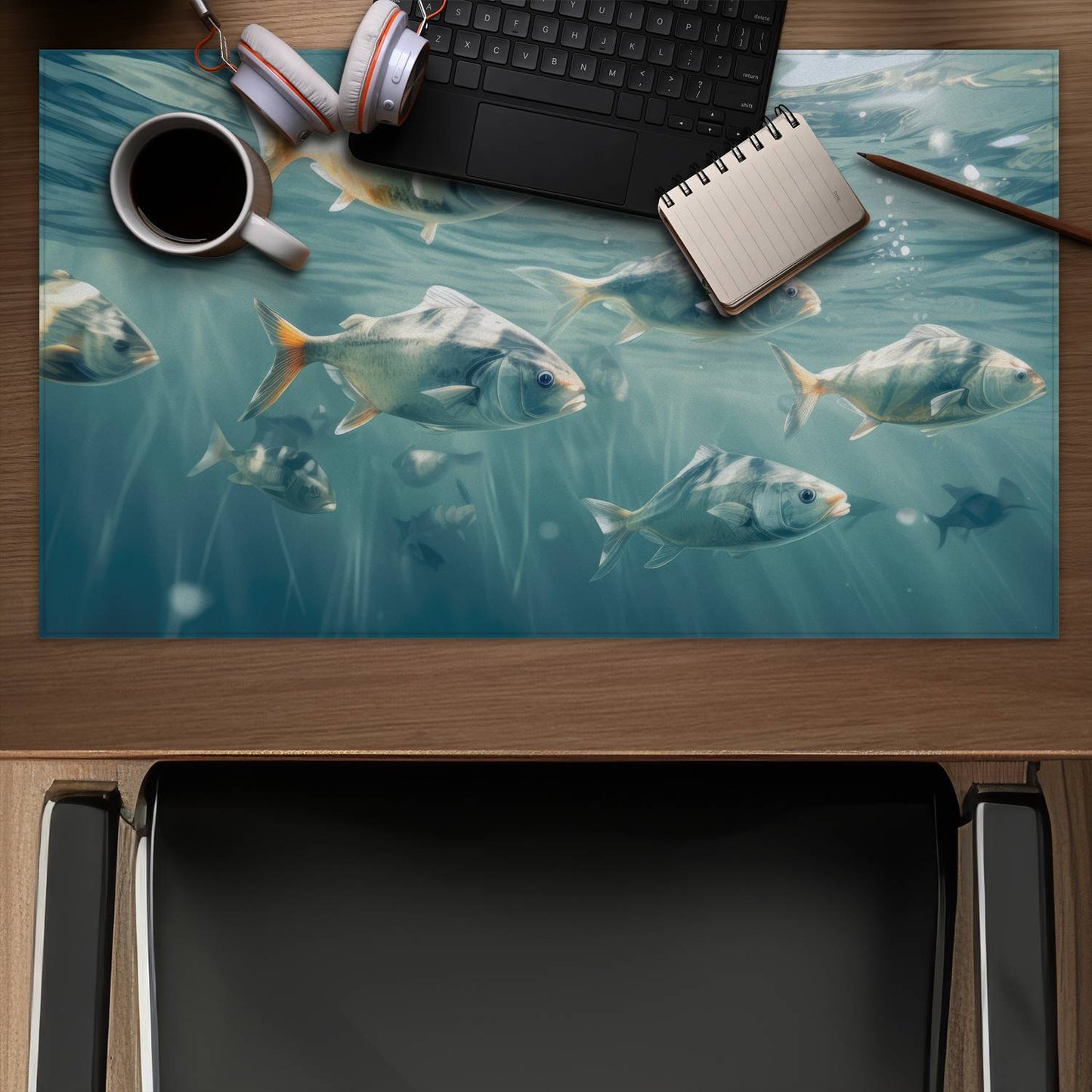 Swimming peacefully Desk Mat - White Home Decor Essentials