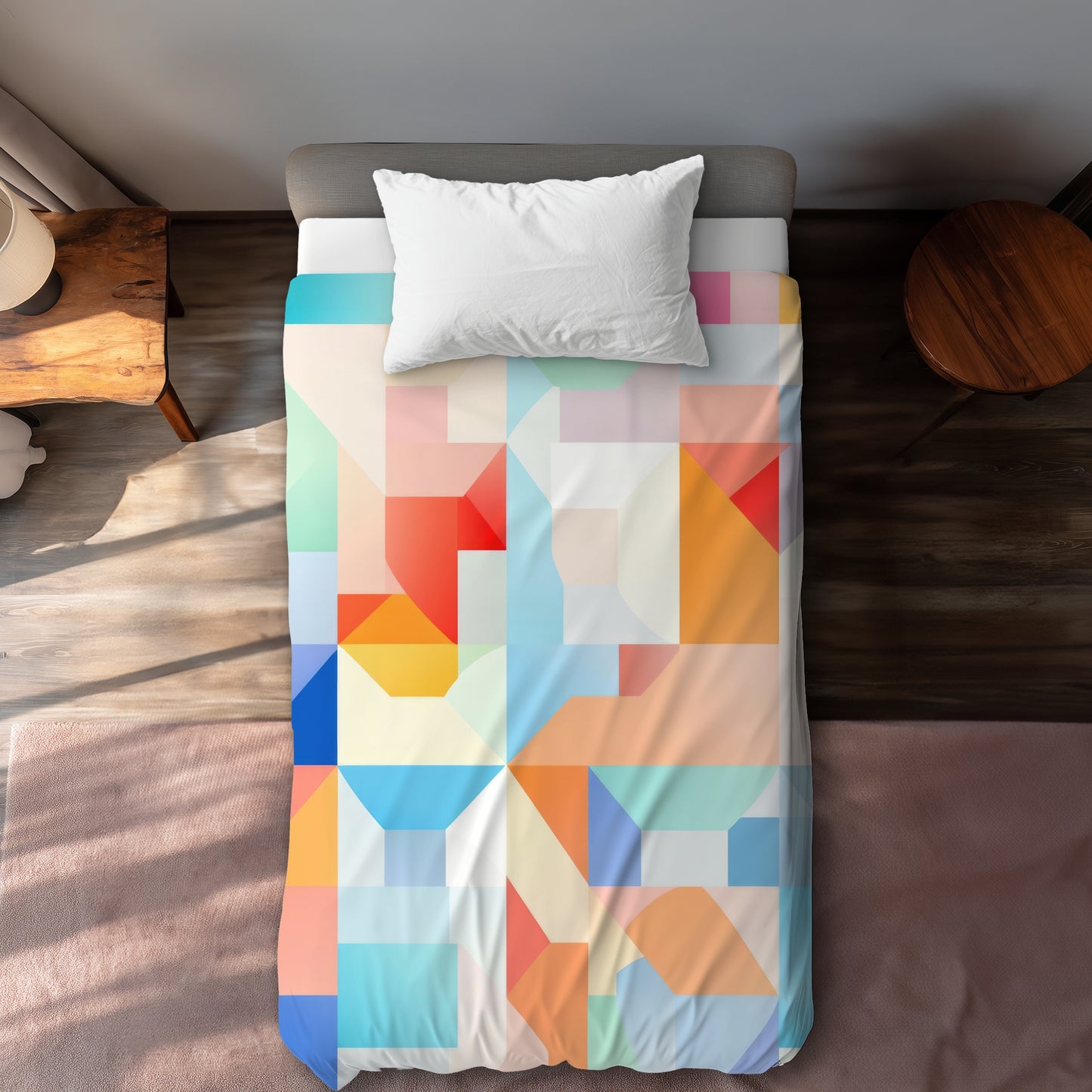 Housse de Couette Cadence Géométrique | Linge de Lit Décoration Maison Moderne