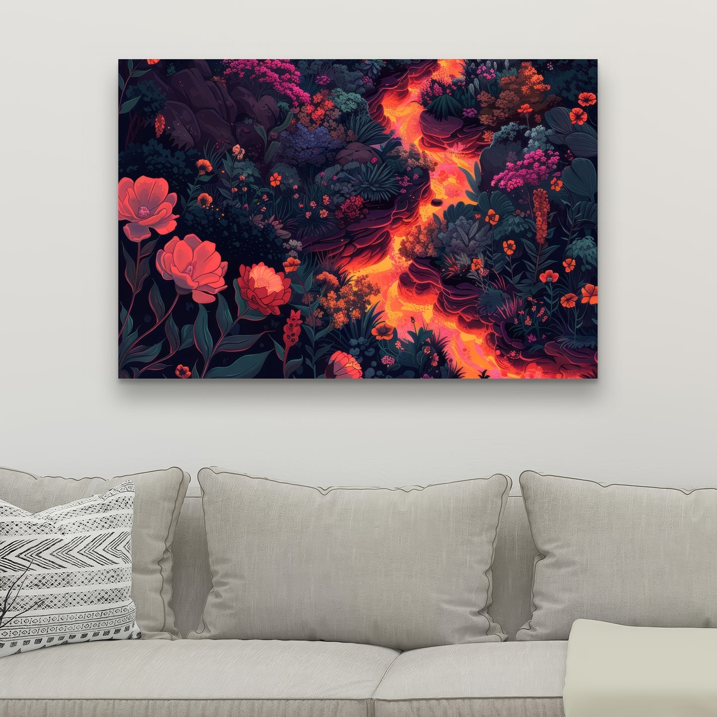 Flowing magma - Black canvas home decor art piece