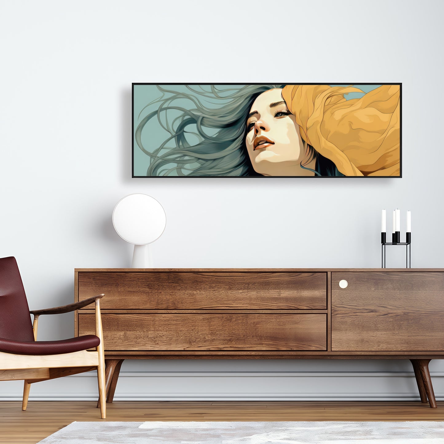 Sensual Flow - Turquoise Framed Canvas for Home Decor