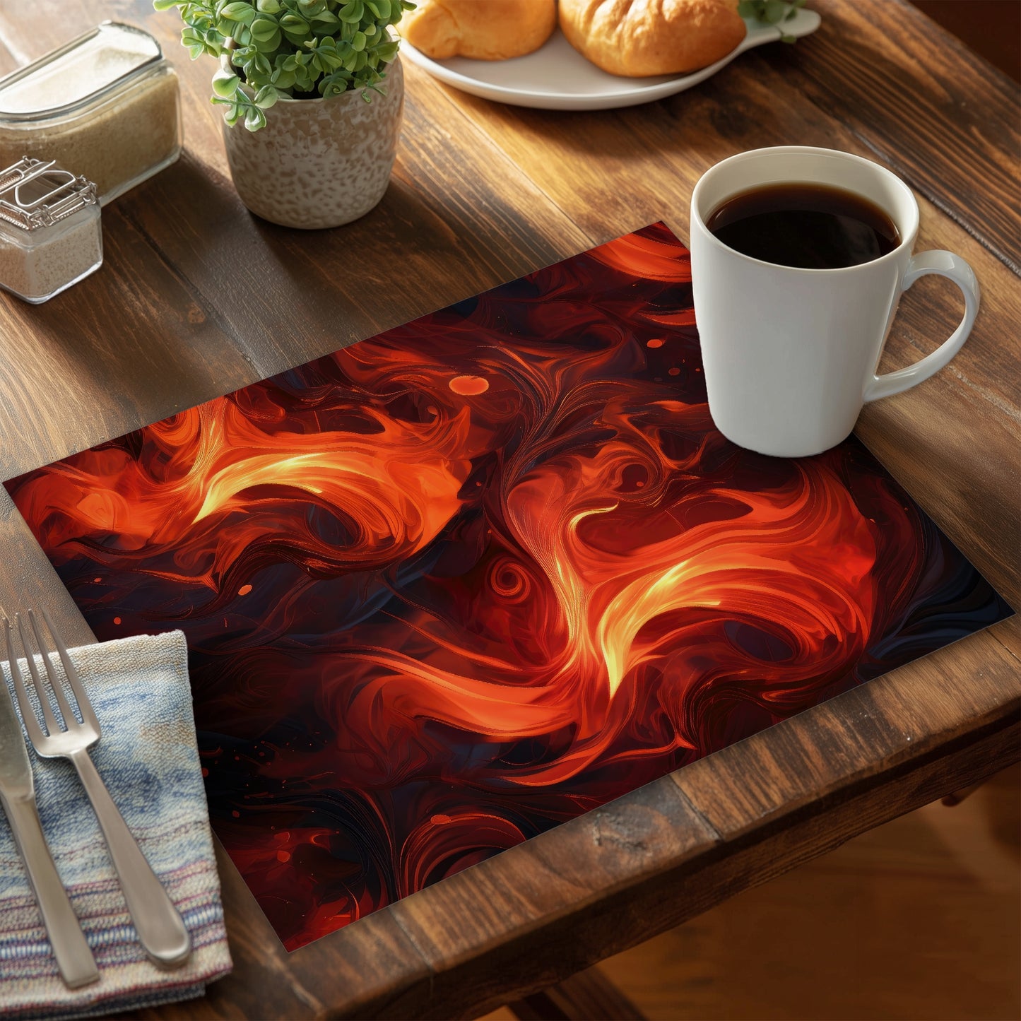 Fires of Heck - Yellow Polyester Placemat for Home Decor