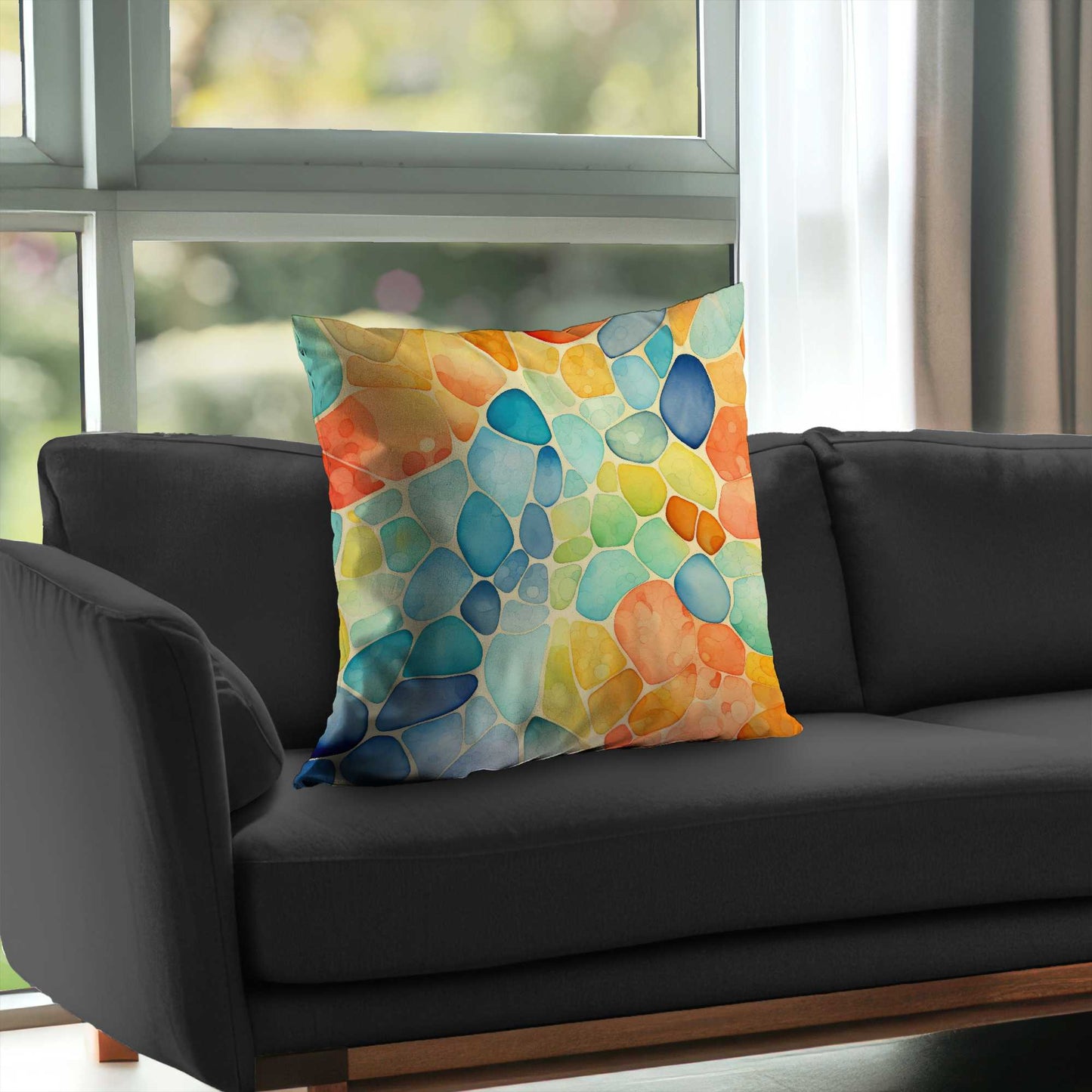 Coussin décoratif en sergé de polyester à motifs Blobs | Accessoire de décoration élégant pour la maison