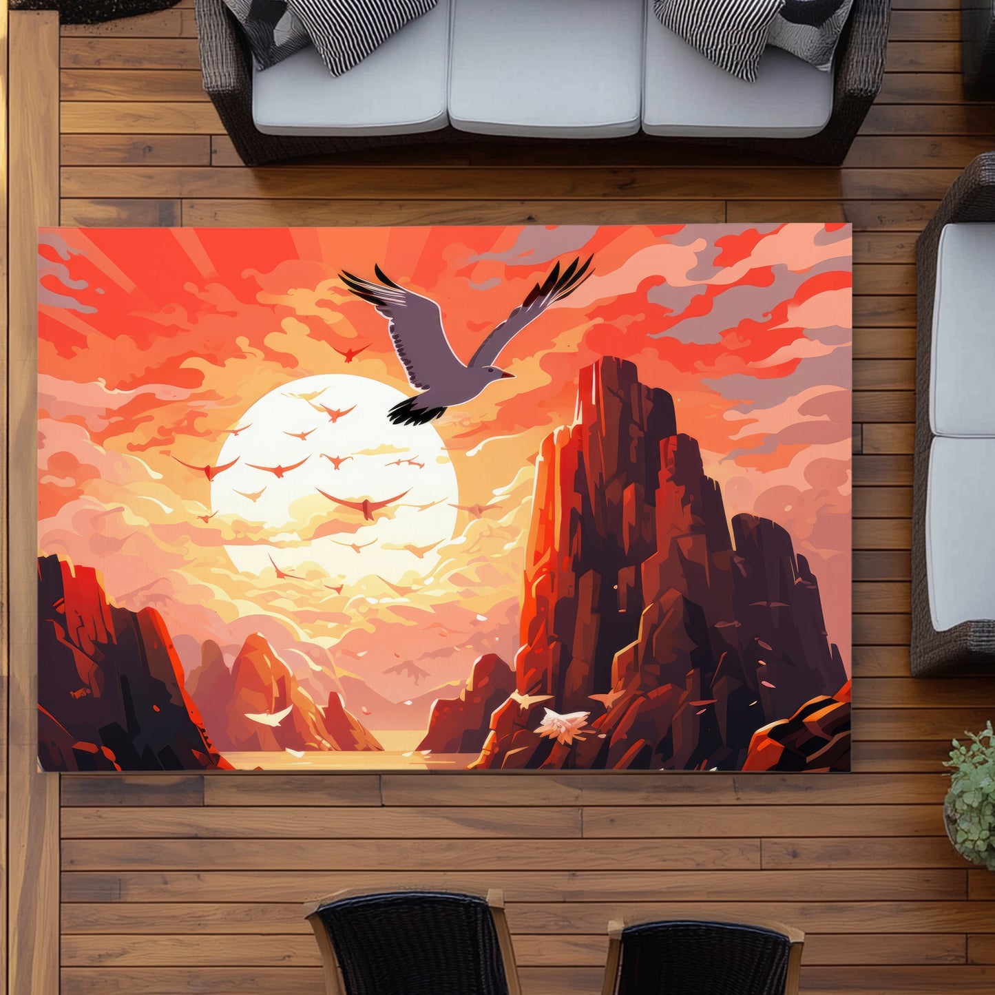 Isles of Omen Orange Outdoor Area Rug | Stylish Home Decor