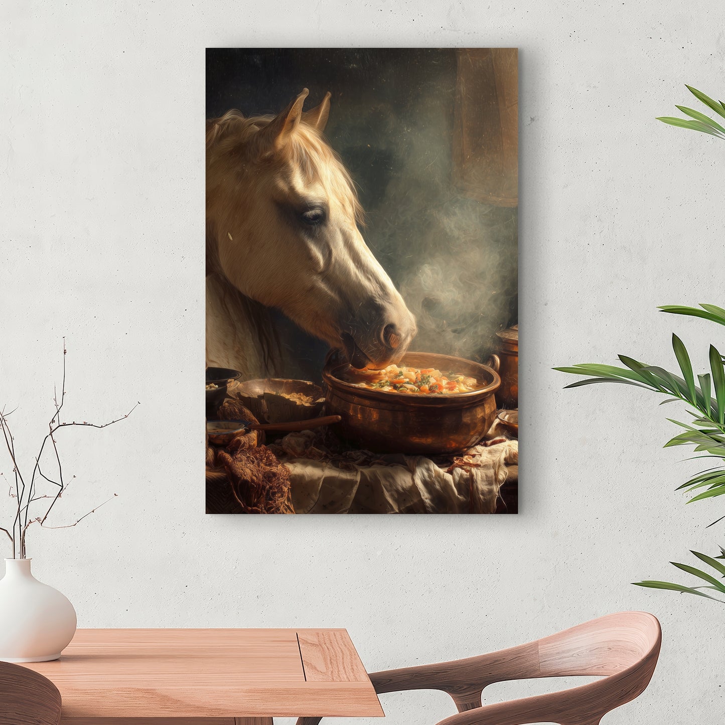 Horse on soup - 24"x24" Canvas