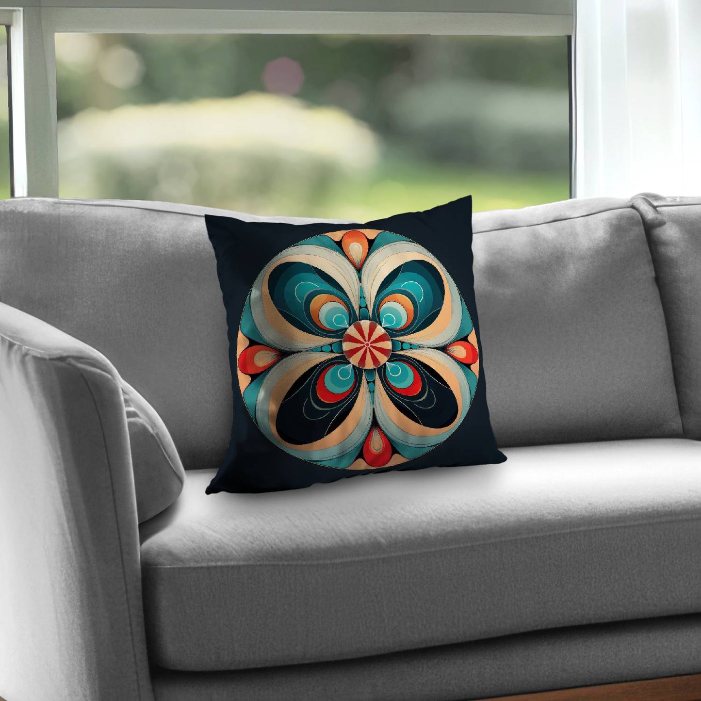 Concentric Turquoise Poly Twill Throw Pillow - Home Decor Insert
