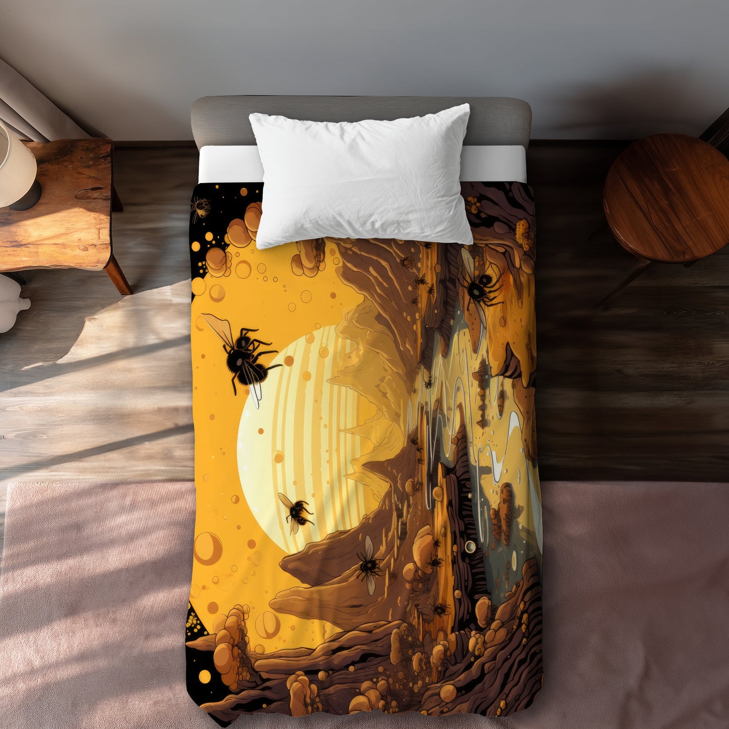 Hive Mind Orange Duvet Cover - Stylish Home Decor Upgrade