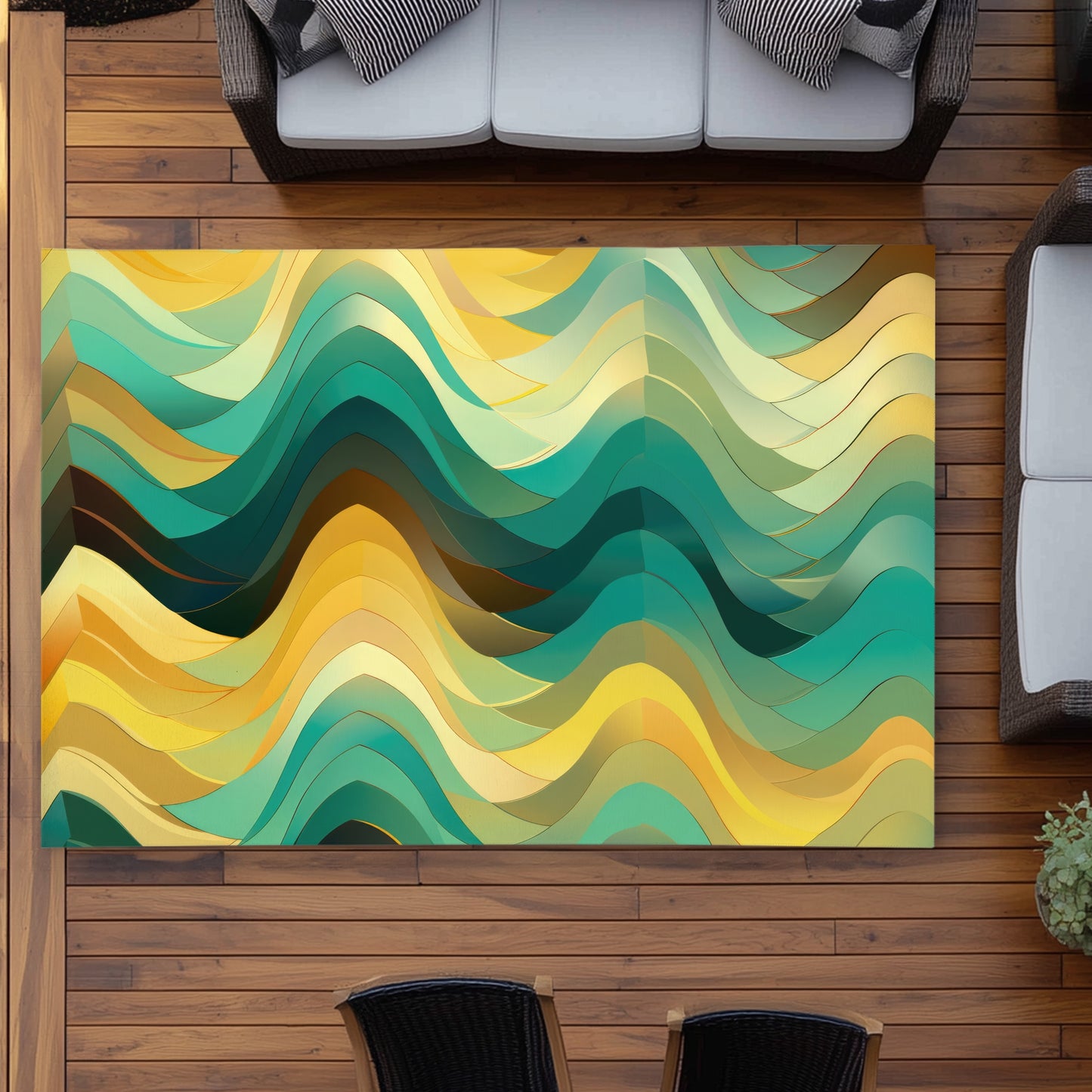 Jagged Luxury Yellow Outdoor Area Rug - Stylish Home Decor