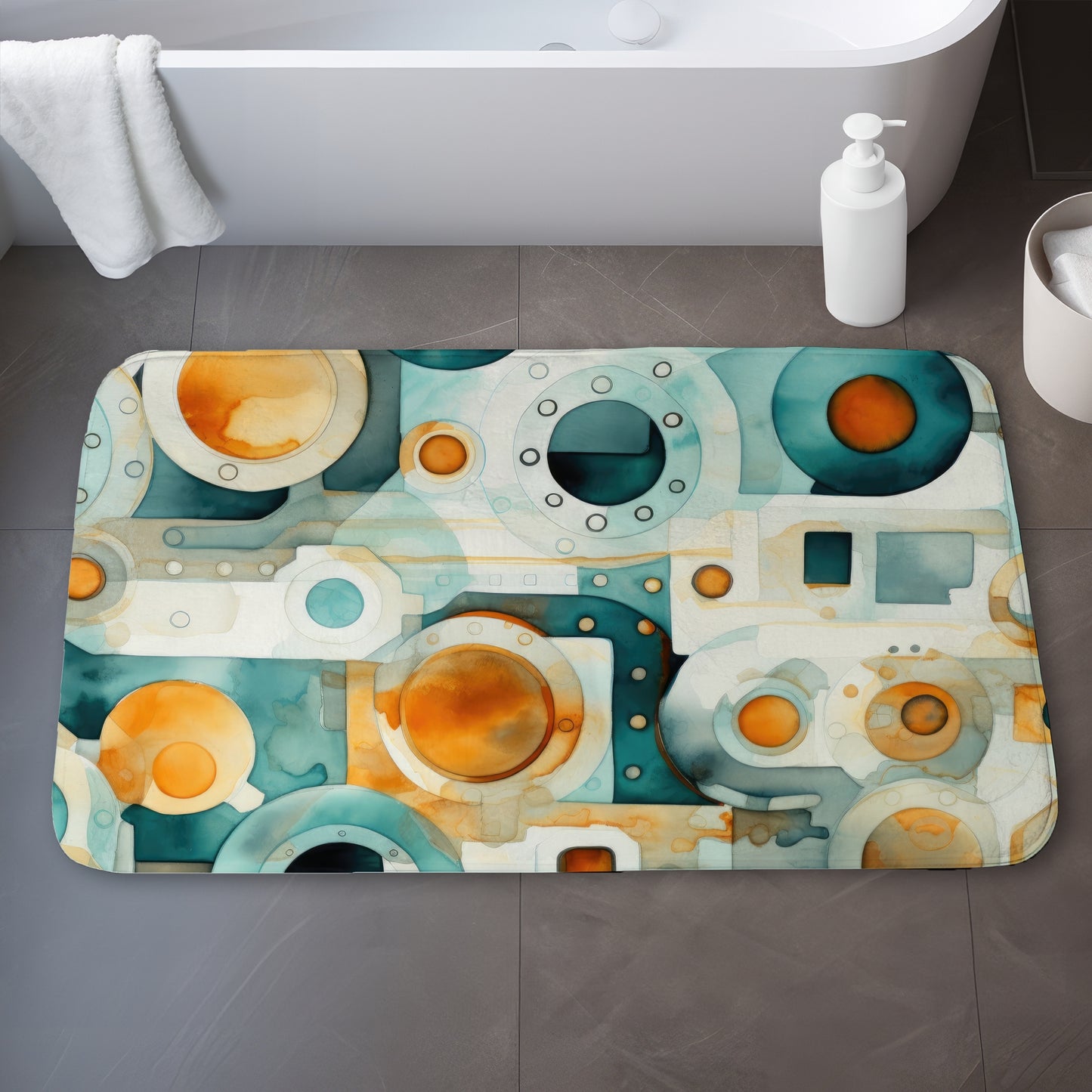 Decomposed porthole - 17"x24" Bath mat
