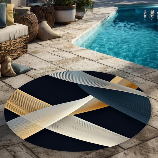 Ropes of Destiny - Blue Round Outdoor Area Rug for Home Decor