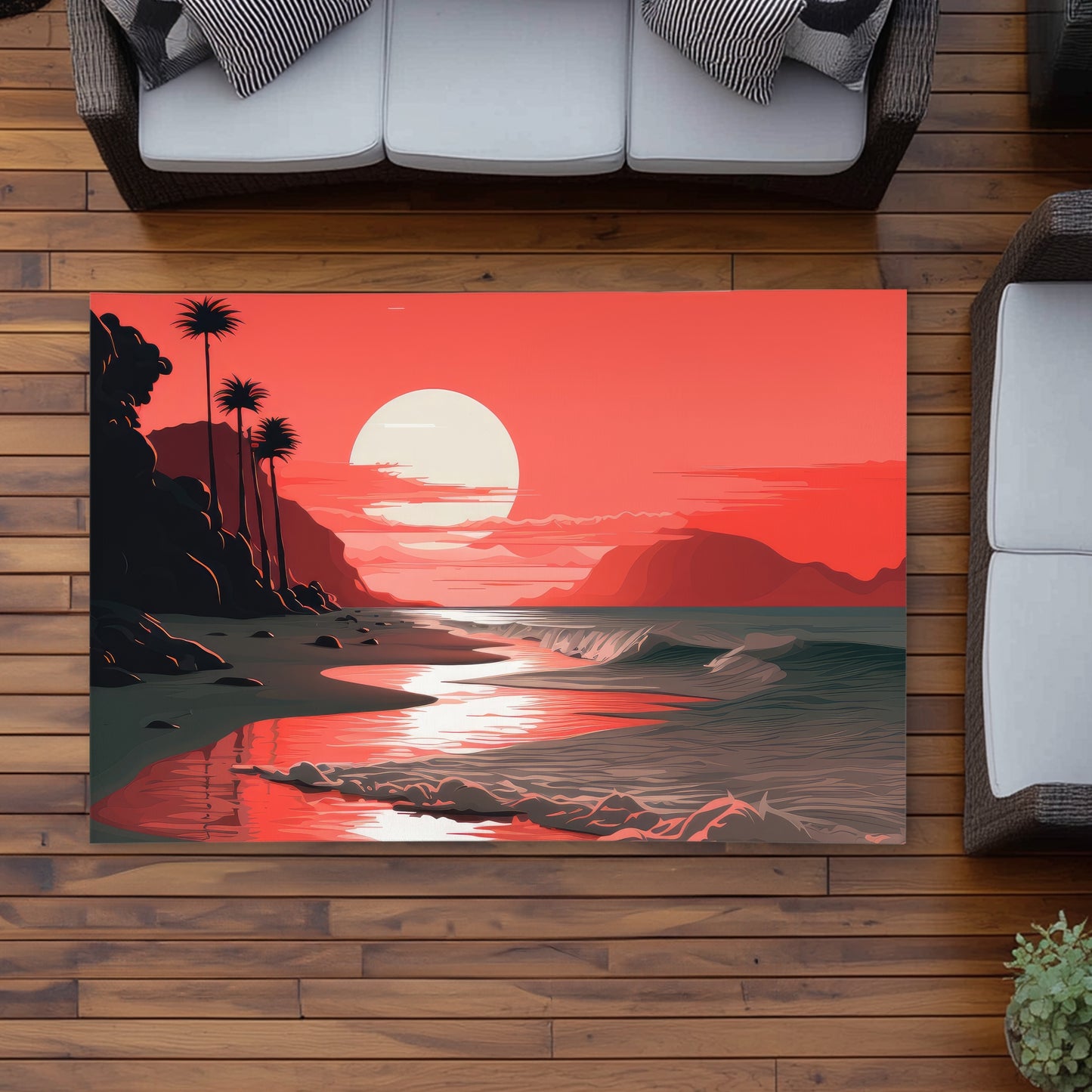 Blood Sun Red Outdoor Area Rug | Stylish Home Decor Accent