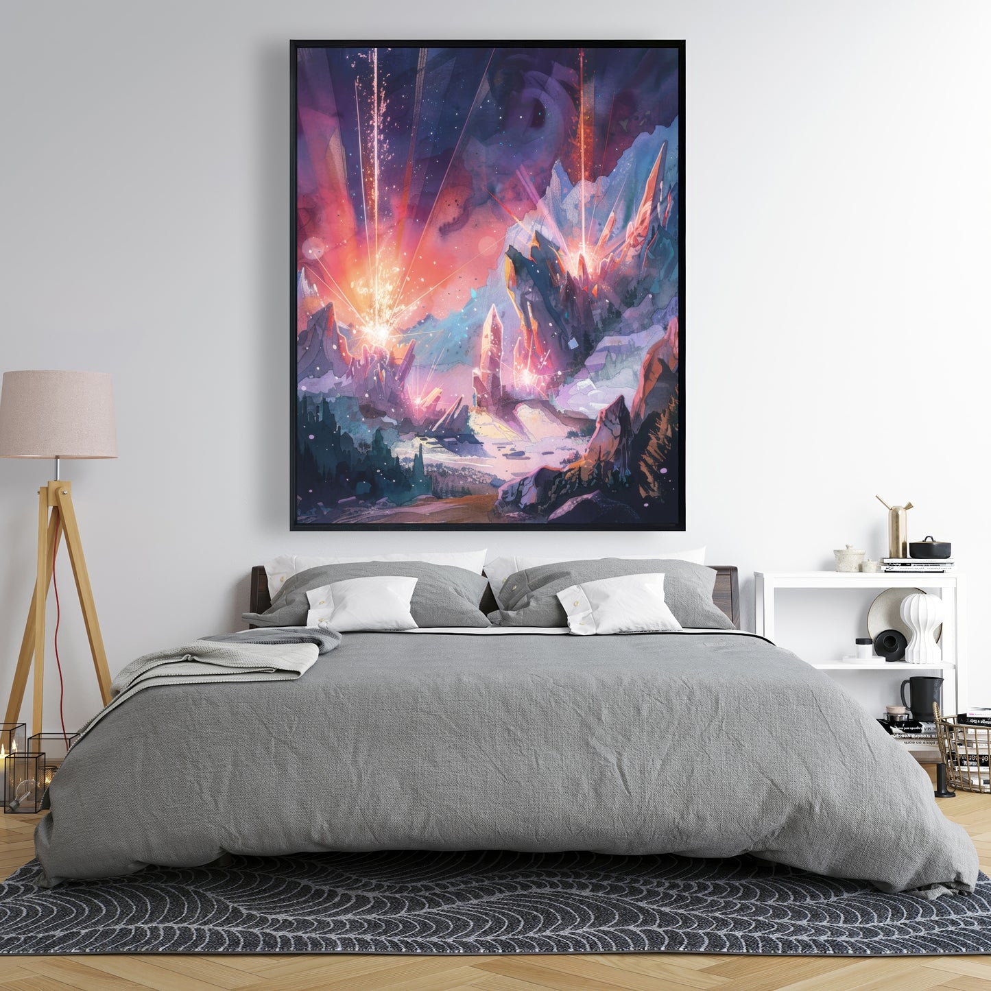 Beaming signal - Framed Canvas - Print on demand